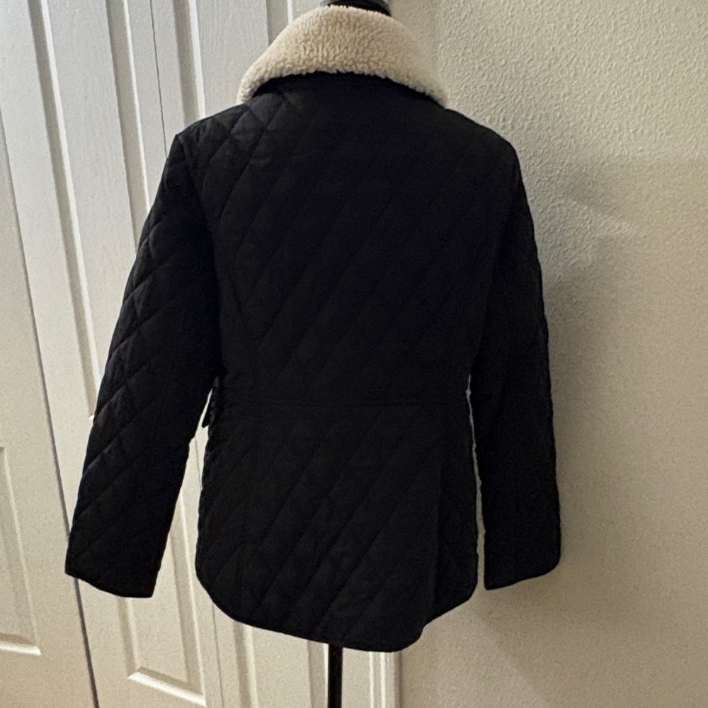 MICHAEL Michael Kors Quilted Black Puffer with Cream Shearling Collar - Picture 3 of 11